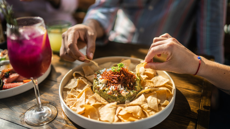 People eating Tex-Mex