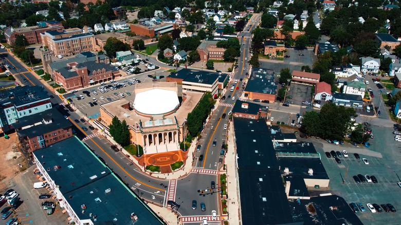 Aerial View of dowtown Framingham, Massachusetts