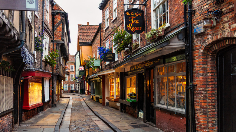The cobblestone shopping street known as The Shambles