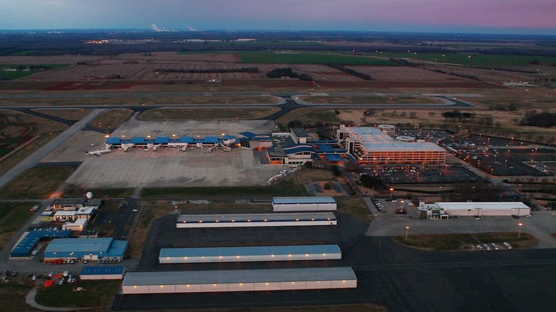 Aerial view of Huntsville International Airport in Huntsville, Alabama