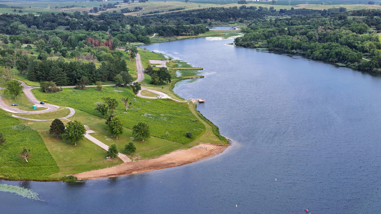 Aerial view of Lake Anita State Park in Iowa
