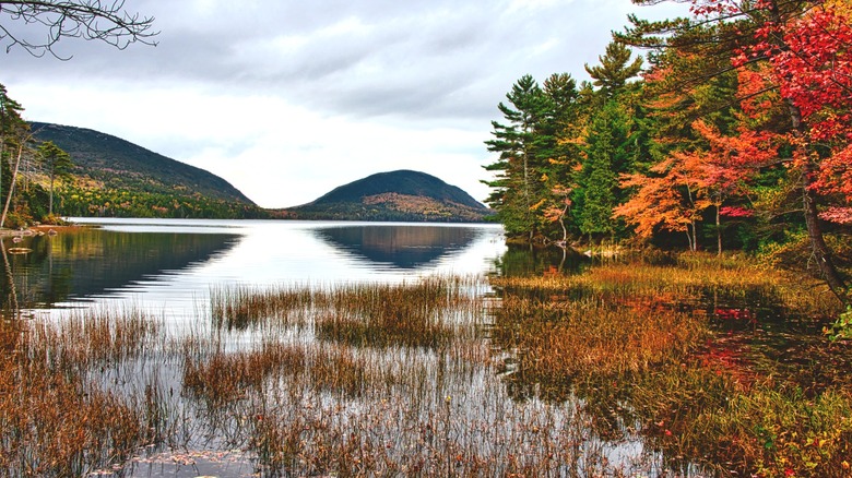 A lake within the Acadia National Park in Hancock County, Maine