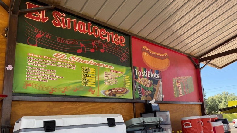 El Sinaloense menu and sign on wall