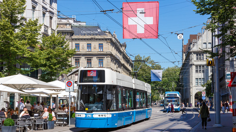 Tram on the streets of Zurich