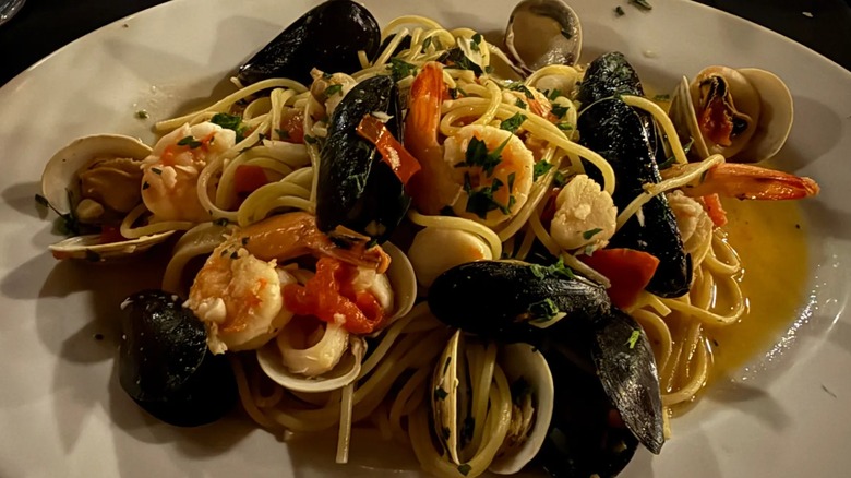 A plate of seafood linguini from La Terrazza in Tampa