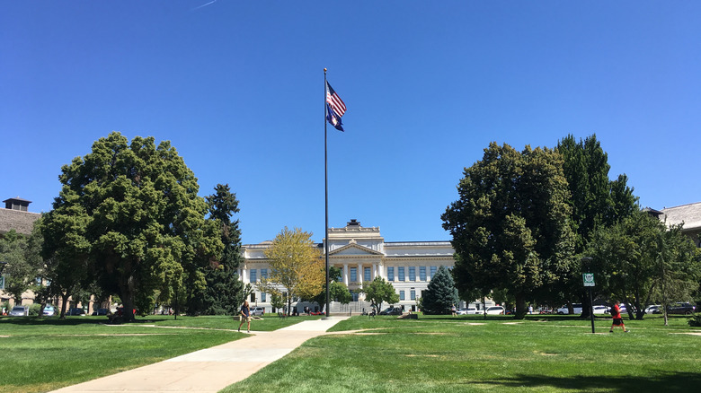 A building on the University of Utah's campus on a sunny day, Salt Lake City