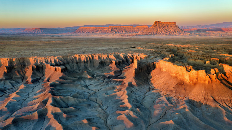 Aerial view of butte outside of Hanksville, Utah