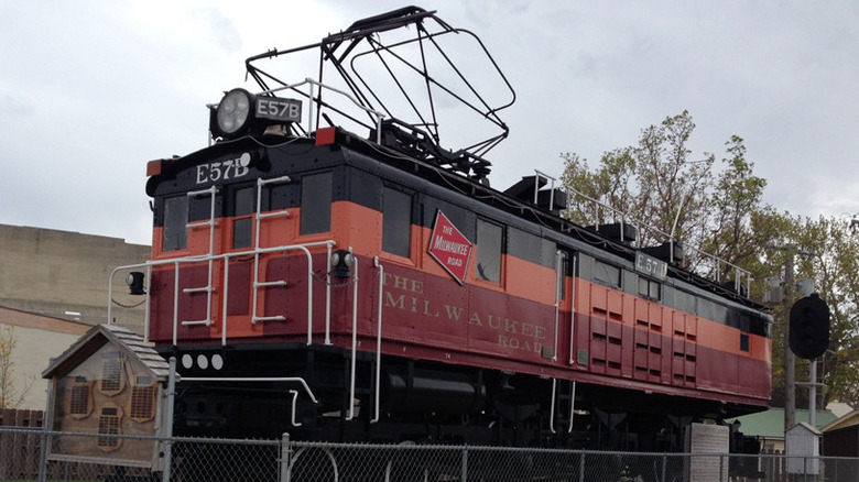 The Milwaukee Road Engine on display in Harlowton