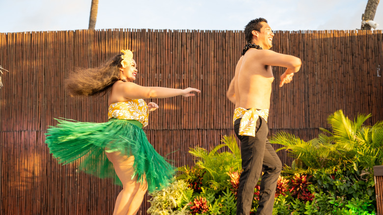 Dancers performing at Myths of Maui luau, Lahina, Hawaii