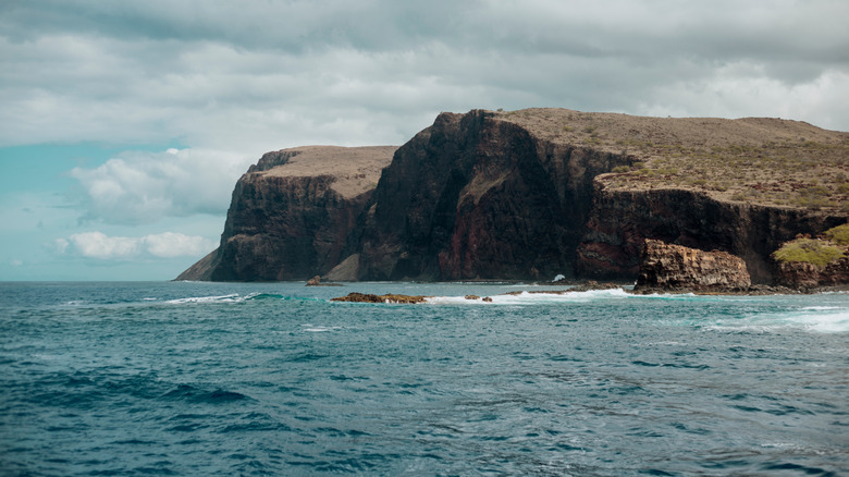 View of the cliffs at Kaunolu Village Site