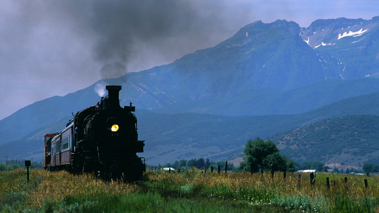 The Heber Valley Railroad train passing through Heber City, Utah