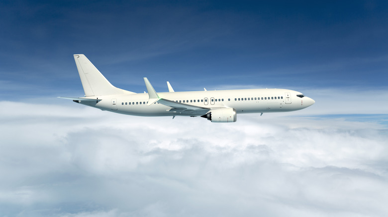 A commercial plane mid-flight