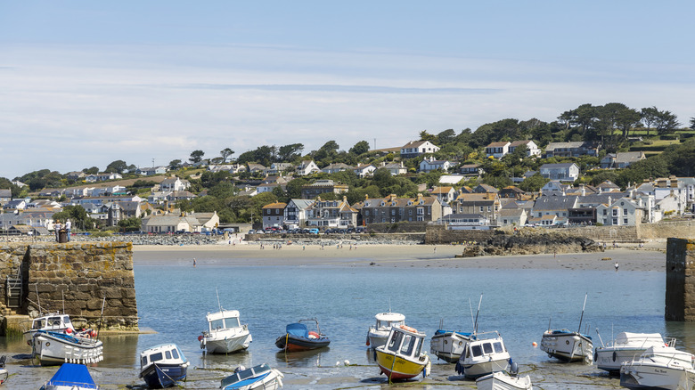 A view of the coast of Marazion in England