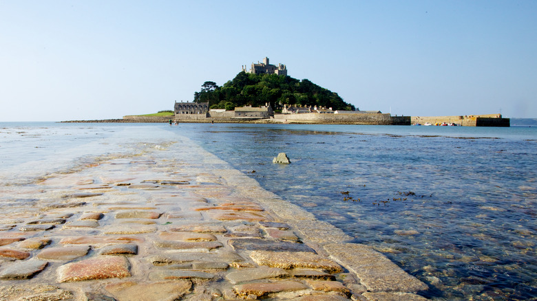 A view of the ancient causeway connecting the island to the mainland