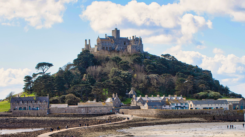 A view of the ancient castle that sits on top of the mount