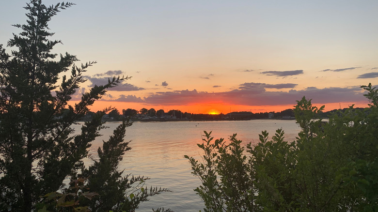 Sunset over the Sakonnet River, viewed from Tiverton, Rhode Island