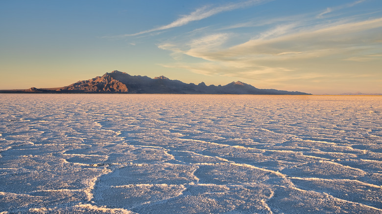 Bonneville Salt Flats at sunset