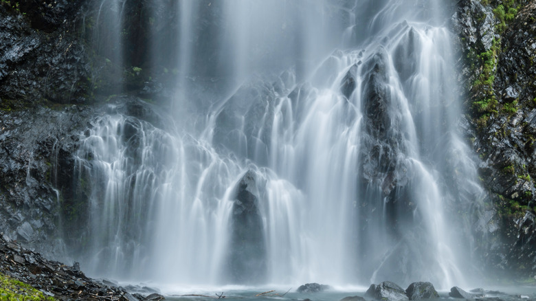 A waterfall over rocks