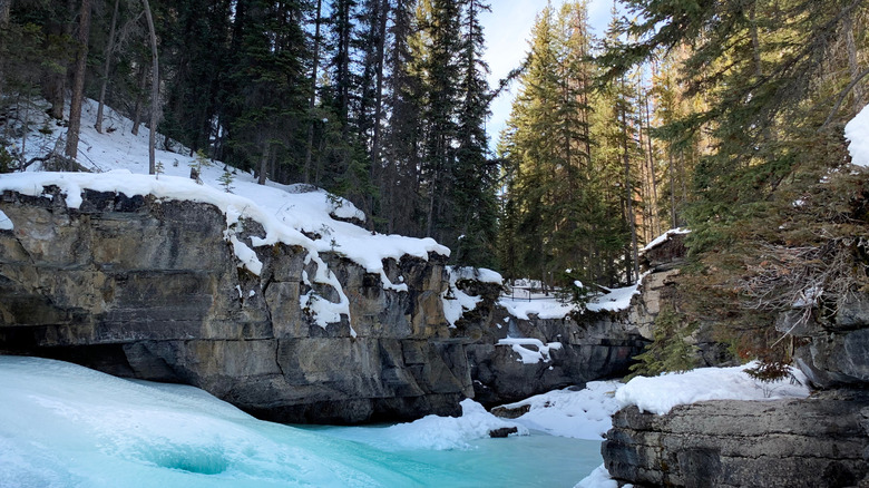 Frozen river near Jasper National Park, Canada