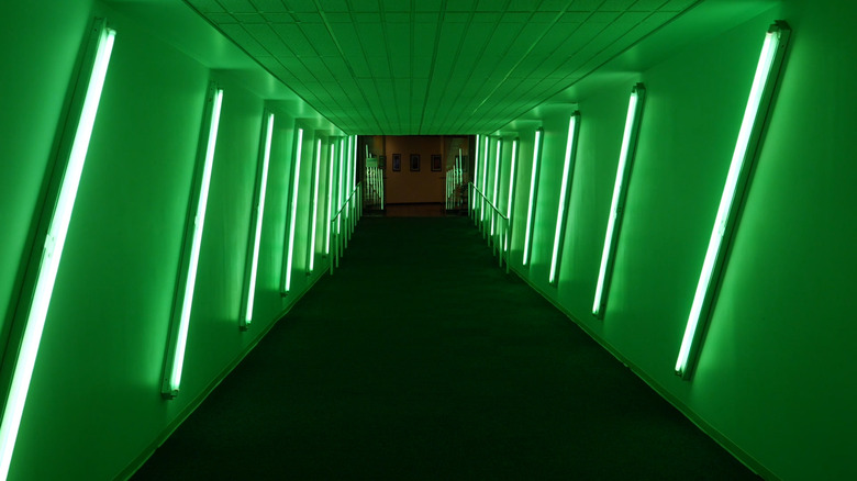 A green-lit section of the Oklahoma City Underground