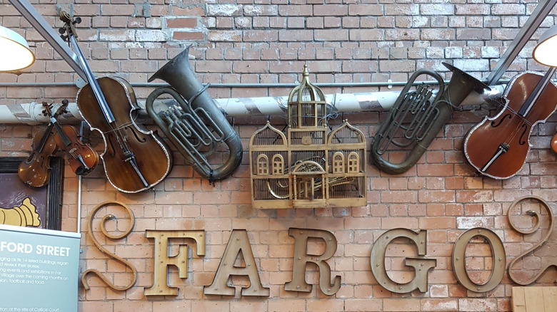 Sign and decorative instruments in Far Go Village, Coventry
