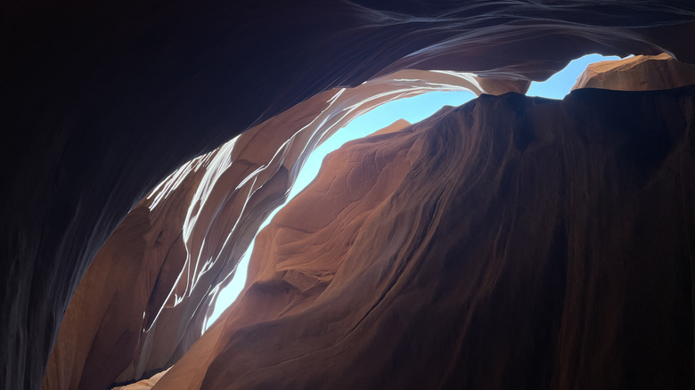Look up from the base of Blue John Canyon