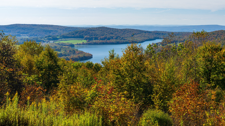 View from Mount Davis' overlook at the autumn colors toward High Point Lake