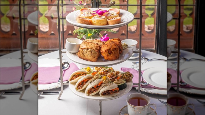 Afternoon tea spread at Glen Eyrie