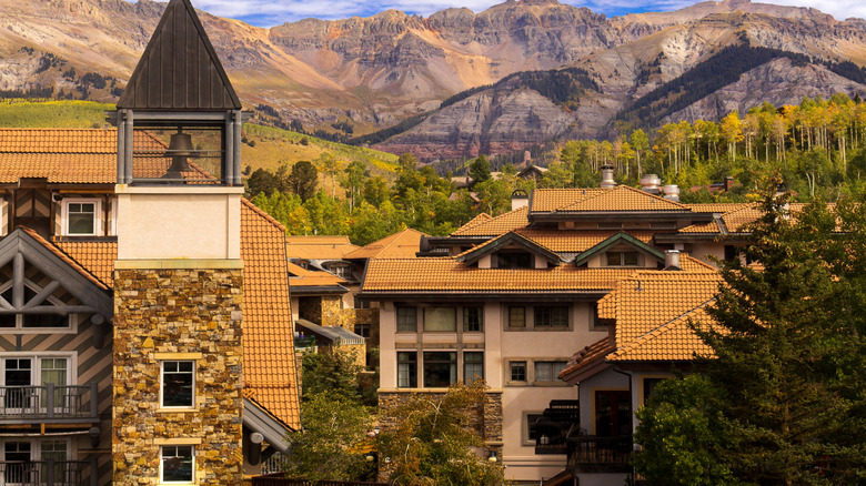 View of Mountain Village with the San Juan mountains in backdrop