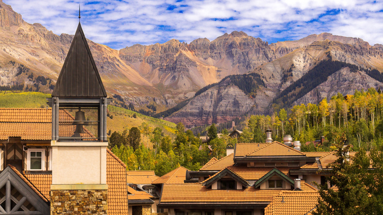 View of Mountain Village with the San Juan mountains in backdrop