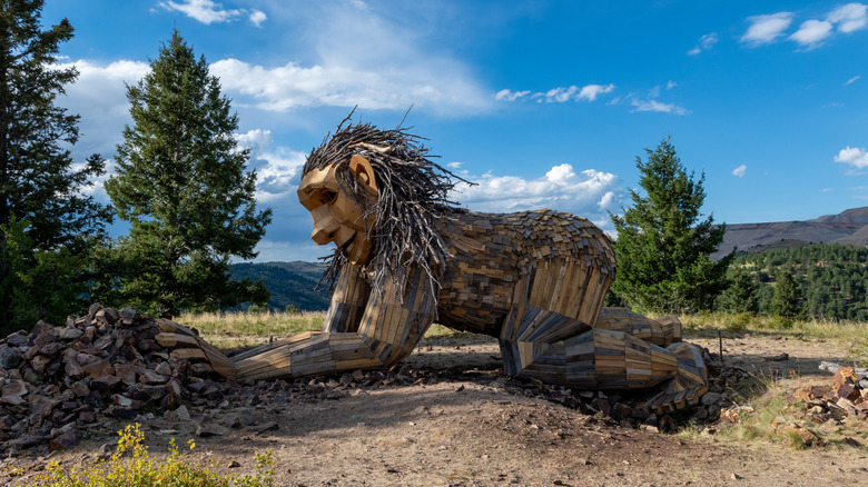 Rita the Rock Planter troll sculpture near Victor, Colorado