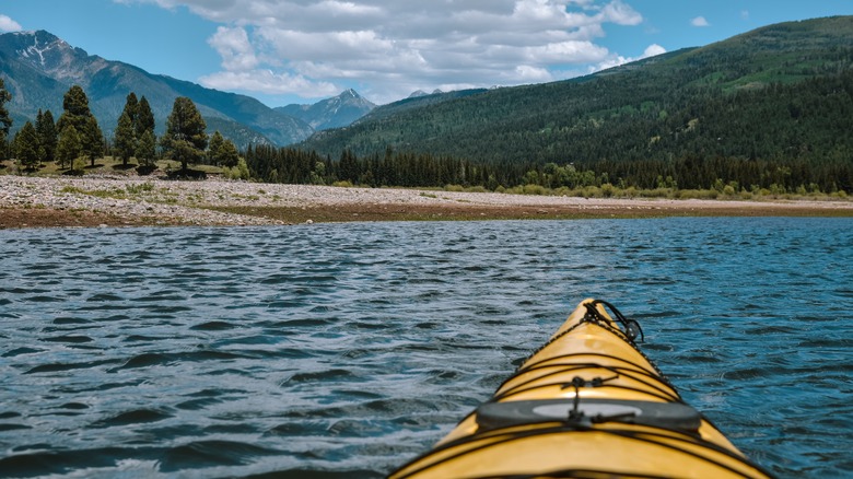 Kayak on Vallecito Reservoir in Durango, Colorado