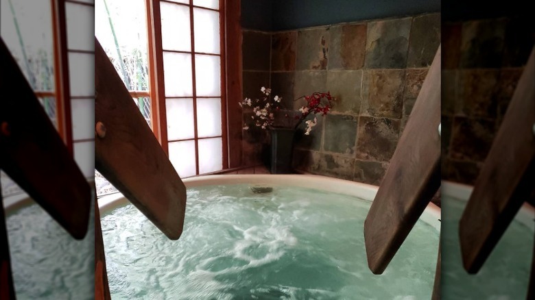 The view from inside the Tea House Spa