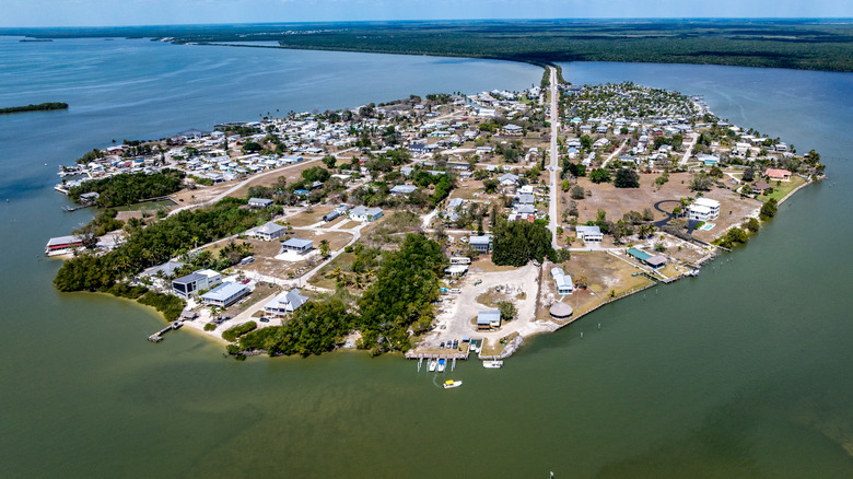 Aerial view of the island of Chokoloskee, Florida