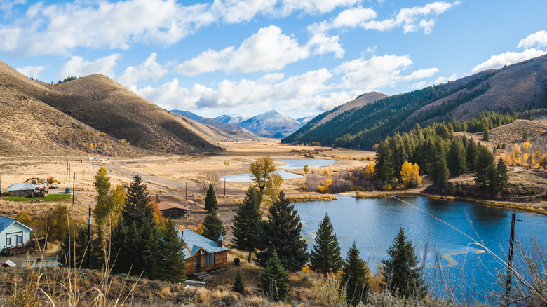 A beautiful view of mountains, lakes, trees and a valley in Hailey, Idaho.