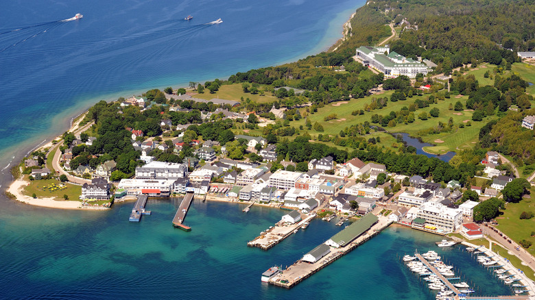 Aerial view of Mackinac Island