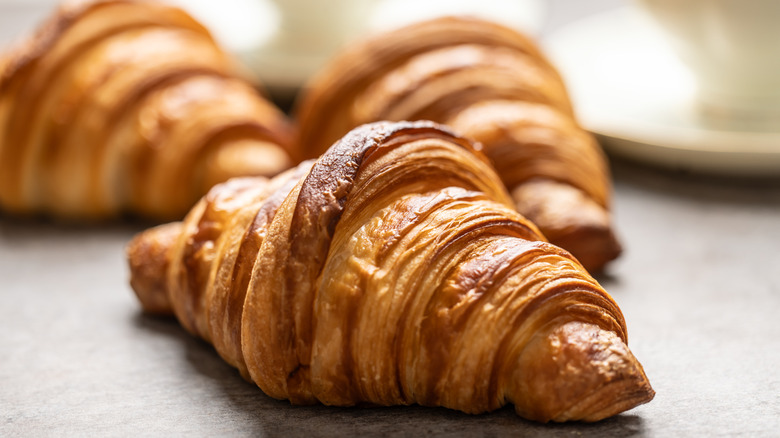 Croissants on table