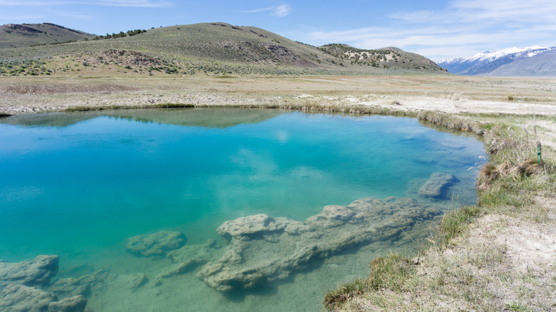A hot spring in Ruby Valley surrounded by mountains