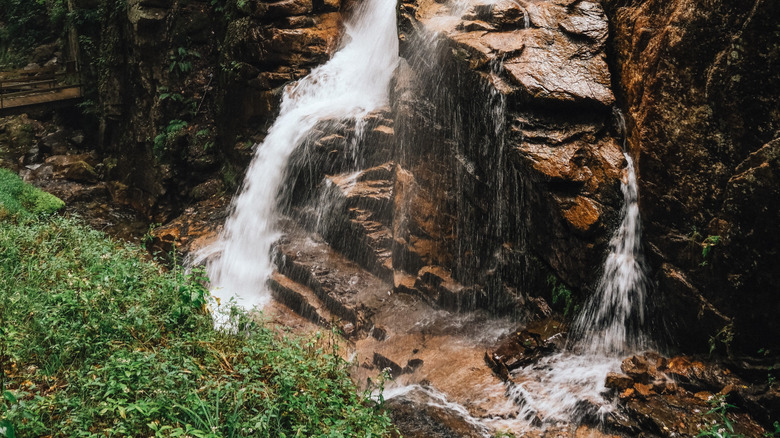A closeup shot of a New Hampshire waterfall