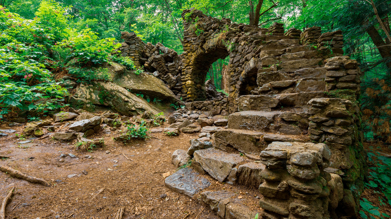 Stone staircase ruins in the Madame Sherri Forest in Chesterfield, New Hampshire