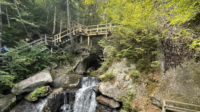 Walkway over the waterfalls at Lost River Gorge, New Hampshire
