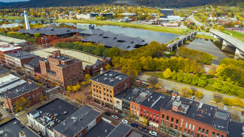 An aerial view of Corning, New York