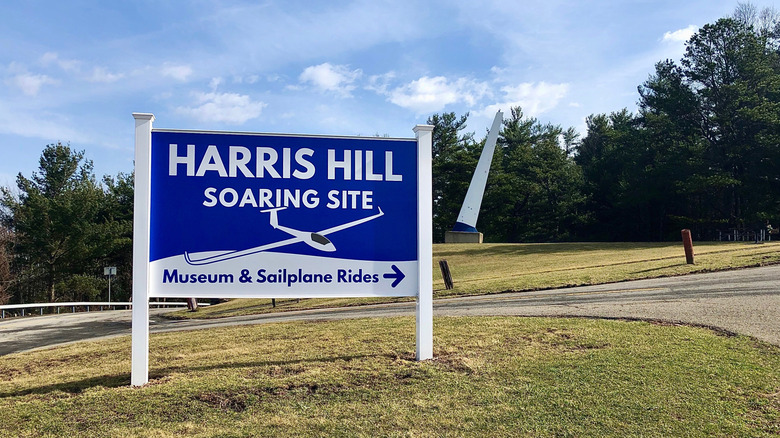 A Harris Hill soaring site sign