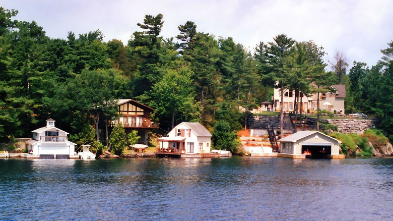 Waterfront homes with trees in Alexandria, New York