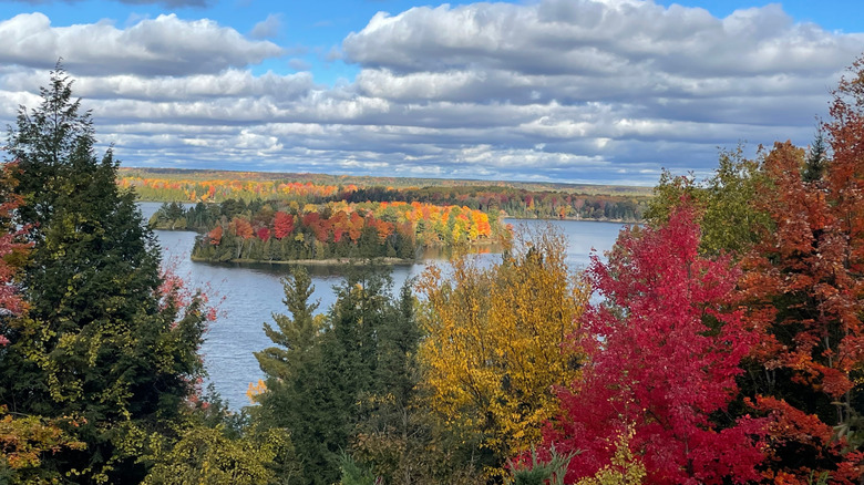 Overlook of the Au Sable River in autumn