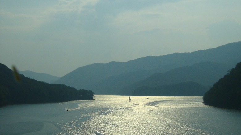 Watauga Lake surrounded by mountains