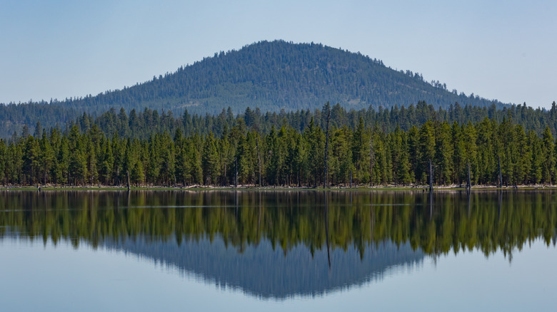 One of the bodies of water and mountains within the Fremont-Winema National Forest in the Oregon Outback is on display
