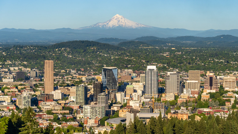 Portland Oregon with Mount Hood in background