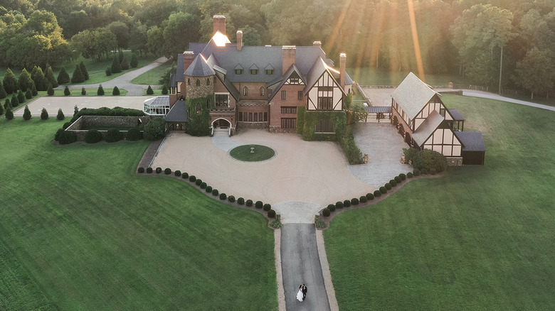 Aerial view of the Victorian-style Dover Hall.