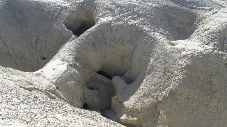 Some of the skylights of the Arroyo Tapiado Mud Caves in Anza Borrego State Park, California